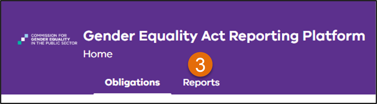 Location of the reports tab on the reporting platform.