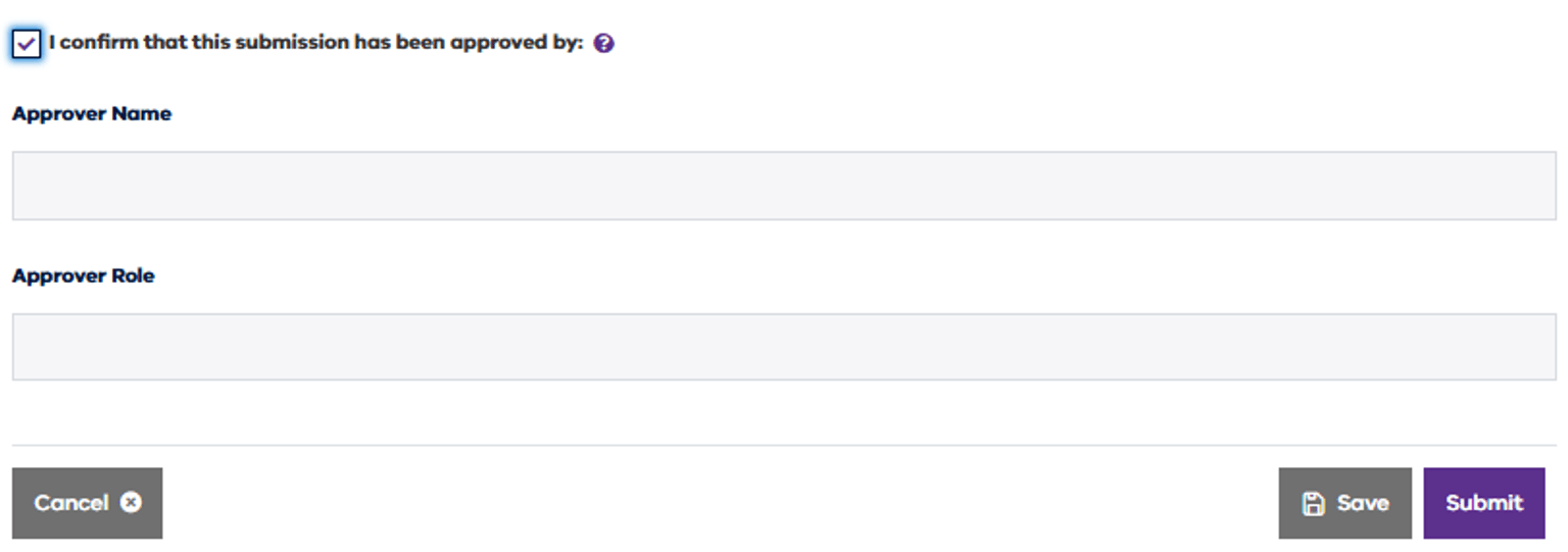 Obligation submission approval section of the reporting platform.